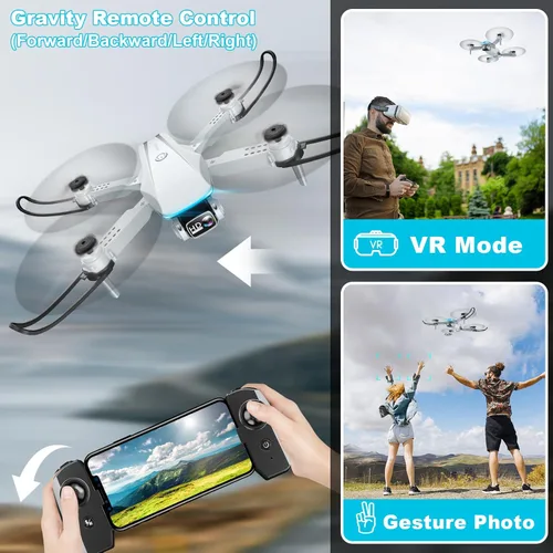 Miniatura 5 de Oddire - Dron con cámara - Drones para adultos, con 2 baterías, estuche de transporte, hélices, dron plegable HD 1080P con vuelo estable