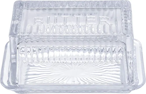 Miniatura 10 de Tablecraft Plato individual, vidrio transparente, mantequilla en relieve, 7 x 3 x 2.75, paquete de 6