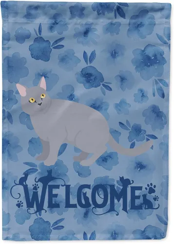 Miniatura 203 de Caroline's Treasures CK4813CHF - Bandera de bienvenida con gato abisinio azul, manga grande, para porche, para colgar en la pared, poliéster