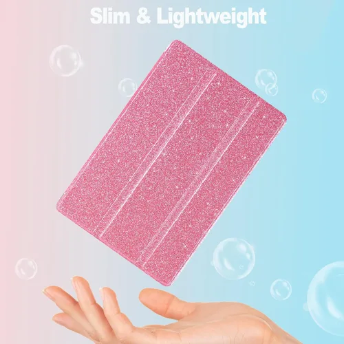 Miniatura 6 de Caweet Funda para TCL Tab 8 - Ultra Ligero Slim Hard Back Shell Tri-Fold Stand Cover Glitter Pink Purpurina rosa-1