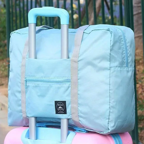 Miniatura 5 de Bolsa de viaje plegable, almacenamiento de equipaje para deportes, gimnasio, resistente al agua, lona de nailon para hombres, mujeres, 32 litros