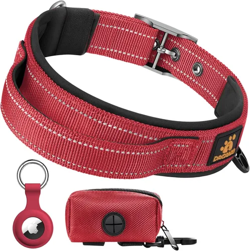 Miniatura 8 de DAGANXI Collar para perro, ajustable, de neopreno suave, acolchado, transpirable, tira reflectante, collar de nailon para perros pequeños, medianos