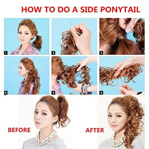 Miniatura 7 de Benehair Moño desordenado, moño de Juva, coletero, esponjoso, rizado, estilo touseld updo, extensión de cola de caballo envolvente de 32 pulgadas
