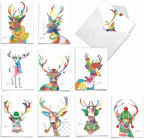 Miniatura 9 de The Best Card Company - 10 tarjetas navideñas de felicitación con sobres - Tarjetas festivas y divertidas surtidas para las vacaciones