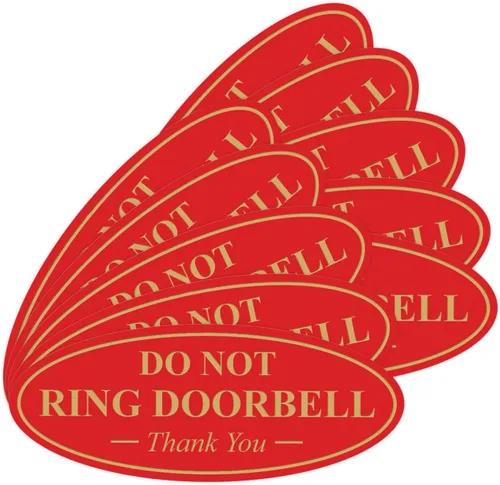 Miniatura 18 de All Quality Cartel de agradecimiento ovalado con texto en inglés «Do not Ring DOORBELL», color negro, pequeño, 1 paquete