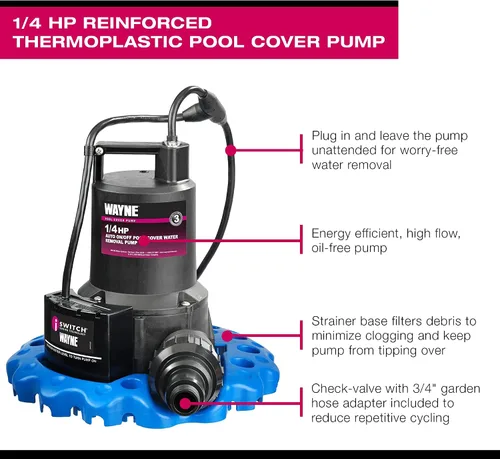 Miniatura 5 de WAYNE WAPC250 bomba automática de 1/4 HP de encendido/apagado para quitar el agua de la alberca