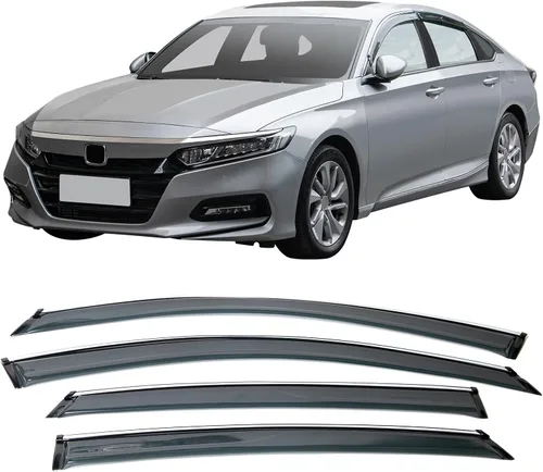 IKON MOTORSPORTS Cinta externa en visera de ventana compatible con Honda Accord Sedán 2018-2026, acrílico estilo fábrica de 0.087 in sin pintar con