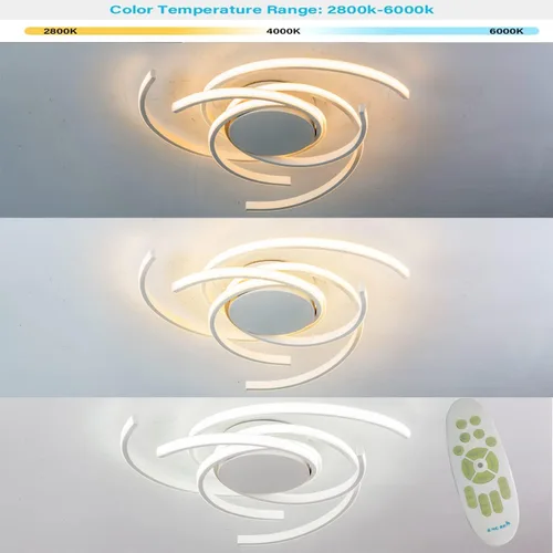 Miniatura 6 de Lámpara de techo LED regulable para sala de estar, moderna lámpara de techo de flores con control remoto, lámpara colgante para comedor, lámpara