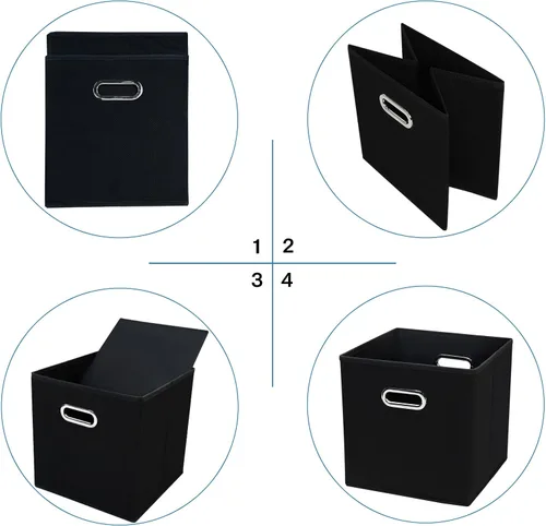Miniatura 5 de STOREONE - Cubos de almacenamiento de tela con contenedores de cestas (28x28x28 cm) con asas dobles para estante, armario, organizadores de Negro