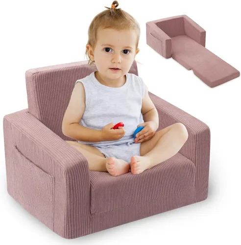 Silla para bebés y niños, sofás blandos para bebés de 2 en 1 que se despliegan, sillas para bebés cómodas de 1 a 3 años, sofá convertible para Rosa