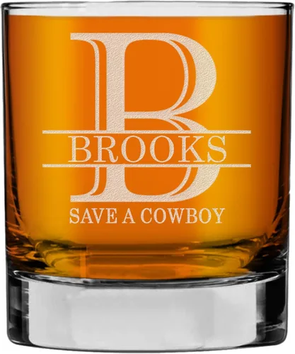 Miniatura 39 de Monograma grabado de cristal de whisky Rocks de 11 onzas (letra S), regalos de bourbon personalizados de la A-Z para hombres, día del padre, vidrio