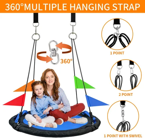 Miniatura 3 de Columpio para árbol de 40 pulgadas, columpio para árbol de telaraña, capacidad de peso de 800 libras, Oxford 900D impermeable con asas, con correas
