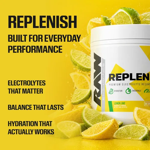 Miniatura 3 de RAW Replenish, fórmula de recuperación de electrolitos en polvo premium, limón lima (60 porciones) – Suplemento de mezcla de bebida de electrolitos