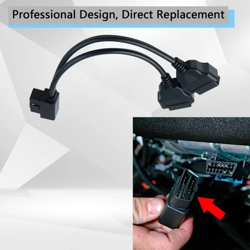 Miniatura 6 de OBD2 Divisor de ángulo recto Y Cable Divisor macho a 2 Cable de extensión hembra 11.8 in/12