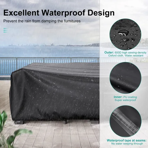 Miniatura 3 de Fundas para Muebles de Patio, Funda para Muebles de Exterior de Servicio Pesado Impermeable, Fundas para Juego de Sofá Seccional Funda para Juego