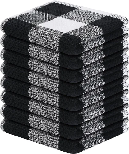 Miniatura 22 de Mordimy Toallas de cocina 100% algodón con tejido de gofre, 13 x 28 pulgadas, paños de cocina súper suaves y absorbentes para secar platos, paquete