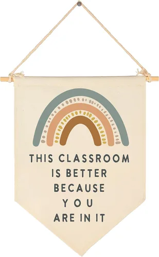Miniatura 19 de Cartel de pared para aula, regalo para profesores, letrero de sala de lectura, texto en inglés "It's A Beautiful Day for Learning", lienzo