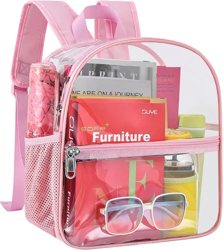 Miniatura 10 de Busiuw Mochila Transparente para Eventos de Estadio 12x12x6 Mini Pequeñas Mochilas Deportivas para Fanáticos, Aguamarina