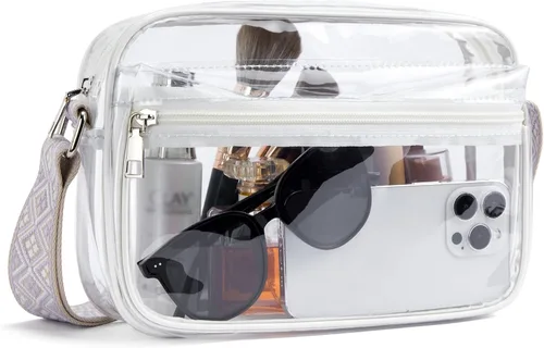 Miniatura 10 de BOSTANTEN Bolsa transparente para mujer, aprobada para estadios, bolsas transparentes pequeñas, bolso cruzado de moda para conciertos, eventos