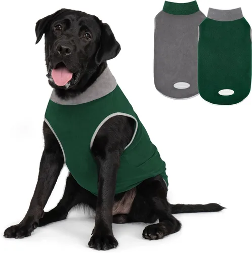 Miniatura 15 de cyeollo Paquete de 2 suéteres elásticos de forro polar para perro, chaqueta reflectante de invierno para perros, suéteres para perros medianos