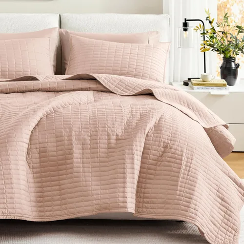 Miniatura 10 de Comfort Spaces Juego de edredón de tamaño King extragrande de color blanco de 120 x 118 pulgadas, colcha acolchada de microfibra ligera de verano