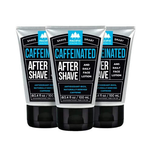 Loción con cafeína para después de afeitarse marca Pacific Shaving Company, 3 oz, paquete de de 3