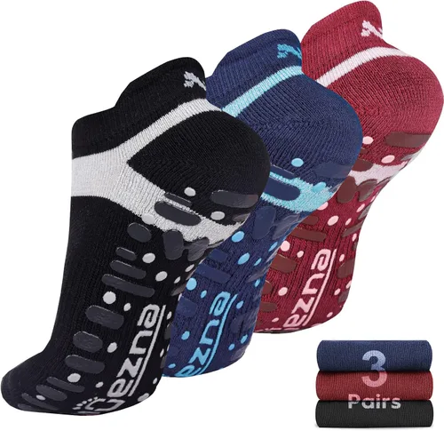 Miniatura 21 de Muezna Calcetines de yoga antideslizantes para mujer, antideslizantes, para pilates, barras, calcetines de hospital con agarres, talla 5-10