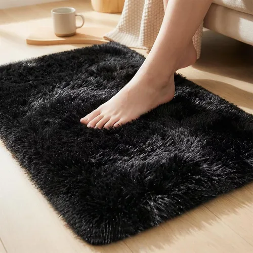 Miniatura 3 de junovo Alfombra de área lavable y antideslizante, alfombras de área pequeñas y esponjosas, alfombra peluda para sala de estar, alfombra suave