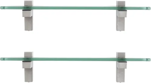 Miniatura 9 de KES Estante de vidrio para baño, estante de pared de baño de vidrio templado flotante rectangular de 16 pulgadas, soporte de níquel cepillado