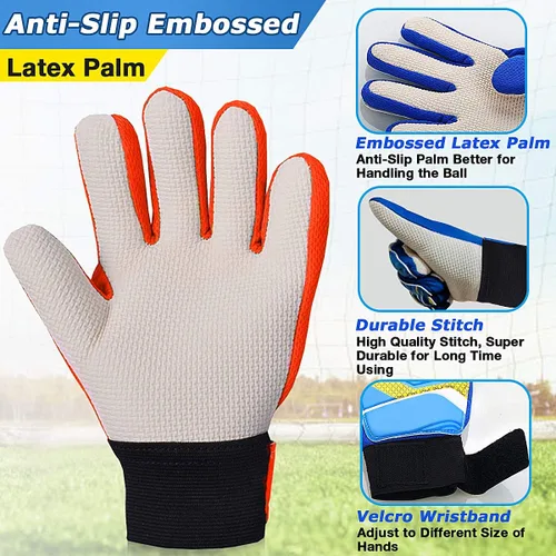 Miniatura 3 de Jalunth Guantes de Portero de Fútbol para Niños y Jóvenes, Guantes de Guardameta Jugador de Campo para Niños y Niñas, Palma de Látex Antideslizante