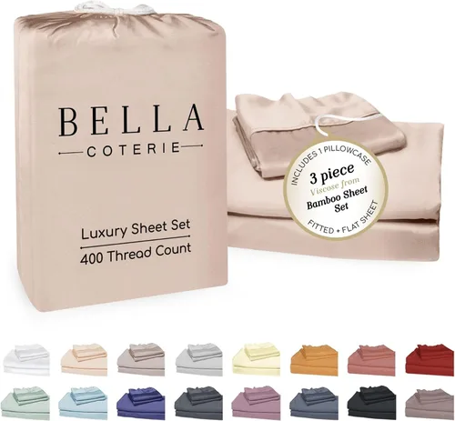 Miniatura 40 de Bella Coterie - Juego de sábanas de lujo de viscosa de bambú para cama tamaño split king 2 sábanas ajustadas para camas Sleep Number y camas 06