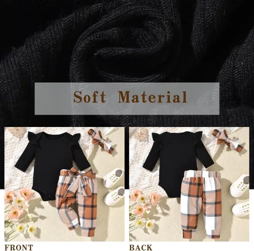 Miniatura 165 de Aalizzwell Conjunto de mameluco acanalado para bebé recién nacido prematuro para otoño e invierno