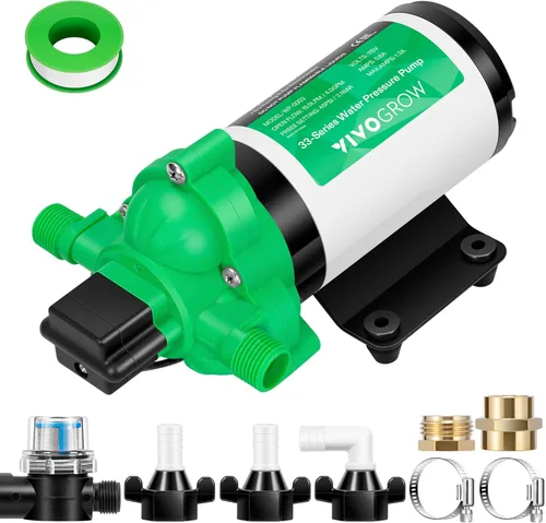 VIVOGROW Bomba de presión de agua, bomba de agua de diafragma de 115 VCA 4 GPM 45 PSI para baños, cocinas, caravanas y yates (fijable)