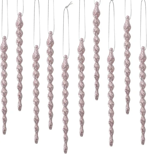 Miniatura 43 de 30 piezas de carámbanos de plástico trenzados para árbol de Navidad; adornos colgantes para árbol de Navidad, fiesta de Navidad, boda, fiesta