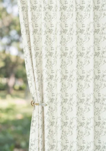 Miniatura 11 de Cortinas plisadas semitraslúcidas filtrantes de luz, de mezcla de lino de lujo, para sala de estar, dormitorio, comedor, casa rural estampada, juego