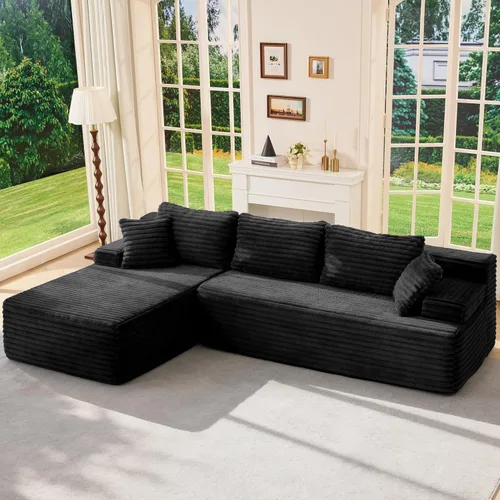 Miniatura 11 de Hobestluk Sofá modular modular sin hueso, sofá en forma de L, sofá modular de 3 asientos, sofá modular de espuma viscoelástica para muebles de sala