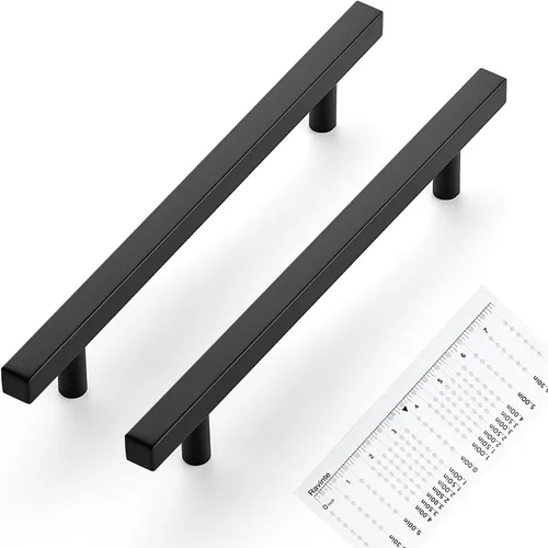 Miniatura 10 de Ravinte - Paquete de 5 tiradores de gabinete negro mate de 2.5 pulgadas, tiradores de cocina para gabinetes con plantilla de montaje, longitud total