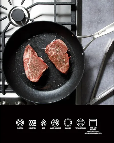 Miniatura 8 de Babish Juego de 10 Piezas de Ollas y Sartenes Anodizado Duro Láser Titanio Forever Tecnología Antiadherente Duradero - Negro Negro