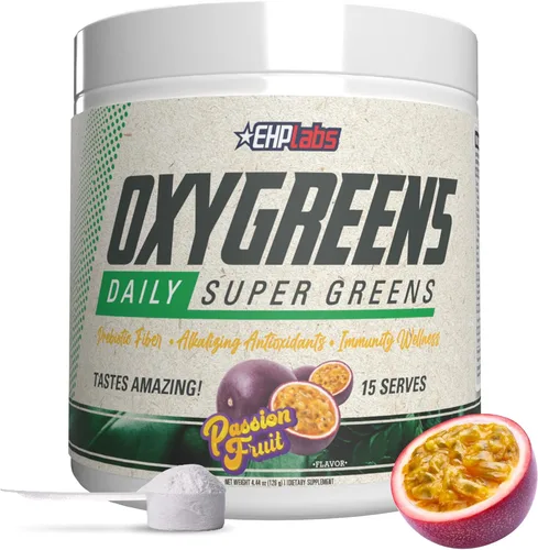 Miniatura 16 de EHP Labs OxyGreens Super Greens Powder - Superalimento de espirulina y clorella, jugo verde en polvo y suplementos de verduras con fibra prebiótica
