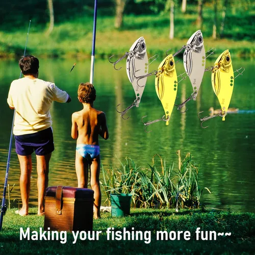 Miniatura 7 de 5 unids/10 señuelos de pesca, cebos de hoja dura de metal VIB, cuchara giratoria de metal cuchara de pesca Crankbaits Swimbaits para trucha Walleye