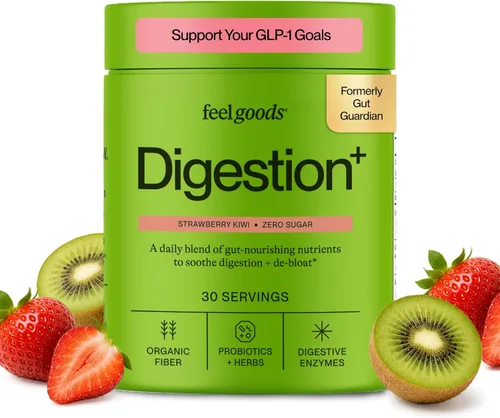 Feel Goods Gut Guardian, Mezcla de bebida en polvo para la salud digestiva, polvo de fibra probiótica con prebióticos y L glutamina para la salud