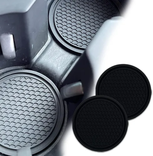 Miniatura 4 de Msyuusr 4 piezas Posavasos para automóvil, inserto antideslizante de nido de abeja de silicona, accesorios universales para automóviles para la Negro