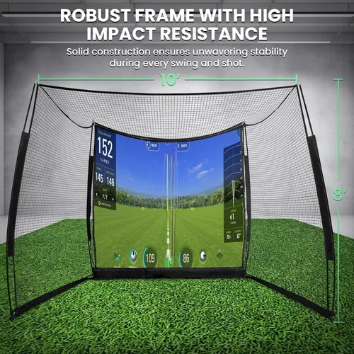 Miniatura 6 de Simuladores de golf para el hogar, red de golf de 11 x 8 pies con pantalla de impacto de simulador y tela objetivo, red de golf portátil resistente