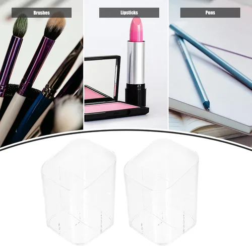 Miniatura 3 de 2pcs Makeup Brush Holder Pen Cup Organizer Plastic Cosmetic Brush Stand Makeup Case for Desktop Cosmetics Storage and Desk Use