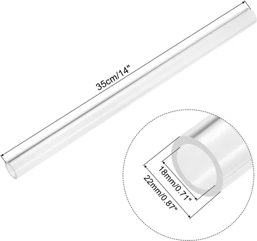 Miniatura 2 de MECCANIXITY Tubo acrílico transparente rígido redondo 18mm (0.7") ID 0.866 in (7/8") OD 14" para lámparas y linternas, sistema de refrigeración por