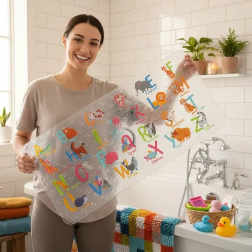 Miniatura 8 de BEEHOMEE Tapetes de baño para bañera para niños, bebés y niños pequeños - Grandes tapetes antideslizantes de dibujos animados para baño, bañera