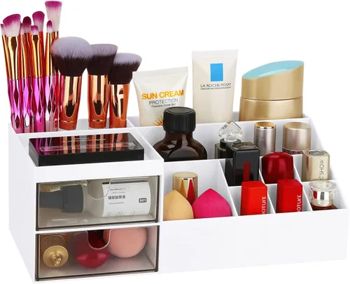 Miniatura 9 de LETURE Organizador de Escritorio, Caja Organizadora de Tocador de Maquillaje Cosmético, Almacenamiento de Maquillaje para Mostrador de Baño