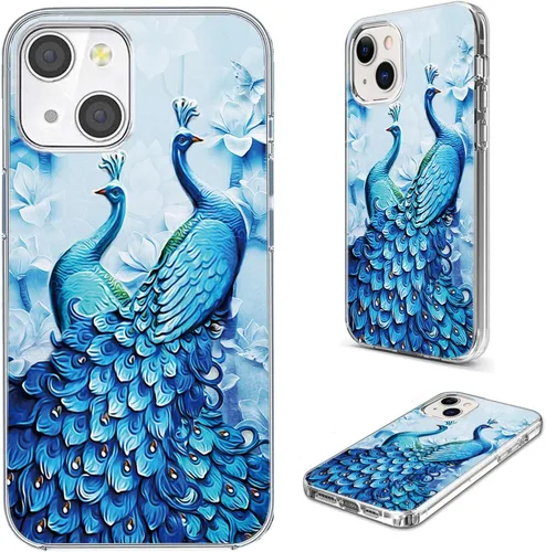 Miniatura 19 de Funda protectora completa a prueba de golpes, delgada, suave, TPU transparente, para iPhone 14/13 6.1, diseño de animales de dibujos animados