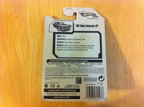 Miniatura 3 de 2009 Hot Wheels 031/190 '66 Ford Fairlane GT rojo 1: 64