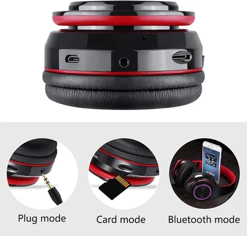 Miniatura 3 de Auriculares Bluetooth sobre la oreja, auriculares con luces LED y micrófono incorporado, ligeros, Bluetooth 5.0, auriculares HiFi estéreo